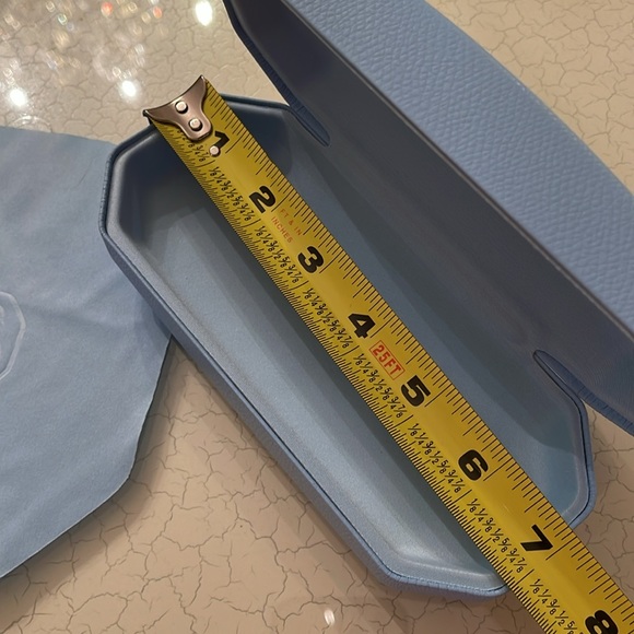 Swarovski Clamshell Eyeglasses Sunglasses Case with Cloth. Blue color - Picture 6 of 9